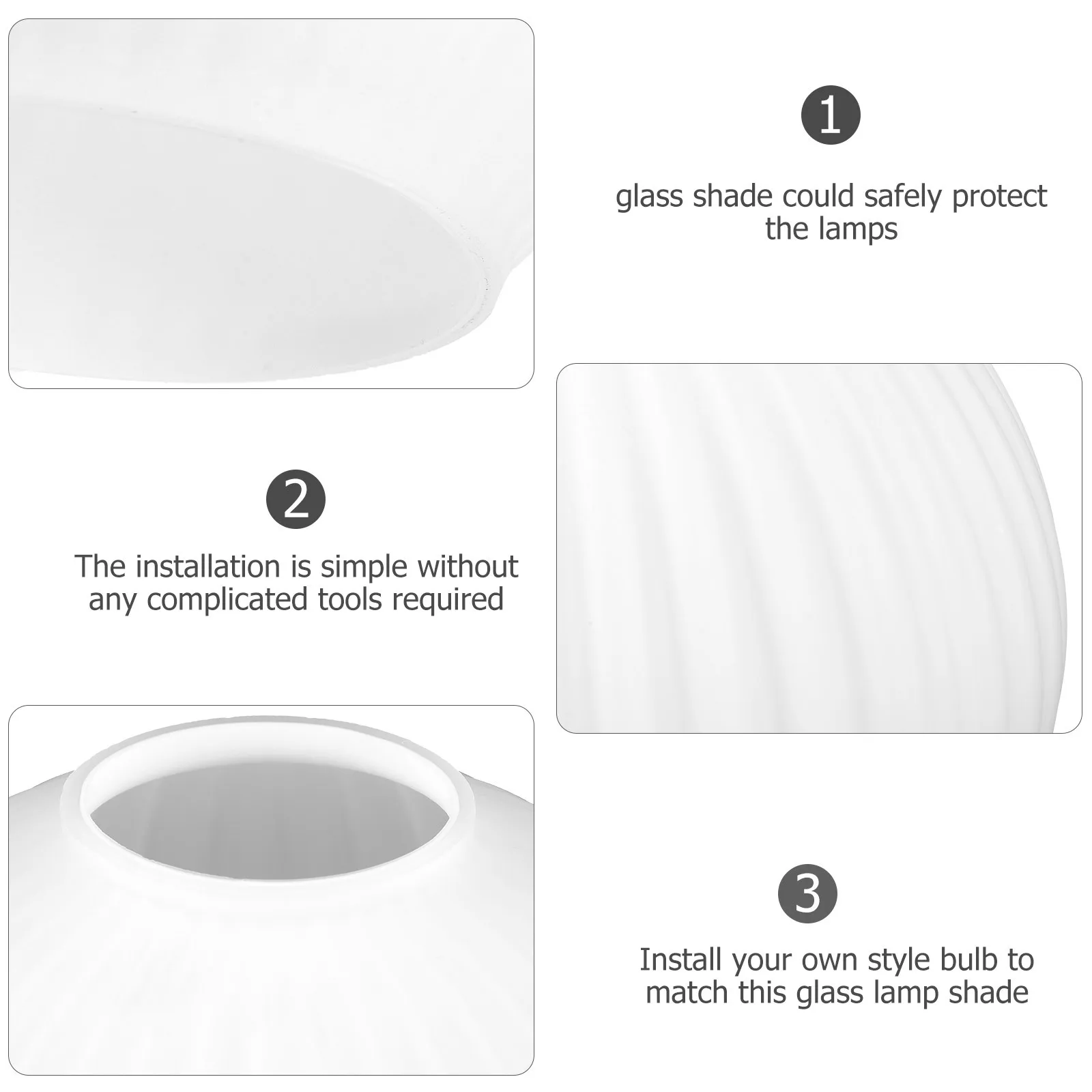 

White Glass Lamp Shade Replacement Pendant Light Cover for Fixtures Decorative Hanging Light Shades Modern Minimalist Design