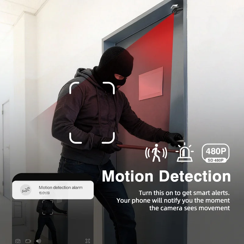 2026 Latest Mini WiFi Camera. Features Remote Live Viewing Via Mobile Phone, One-way Audio Reception, Motion Detection