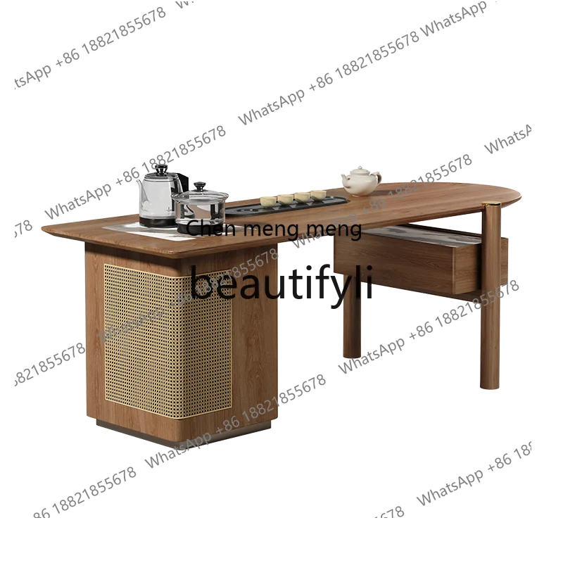 

New Chinese tea table, high-end light luxury modern high-end living room home Zen style ash wood tea table H