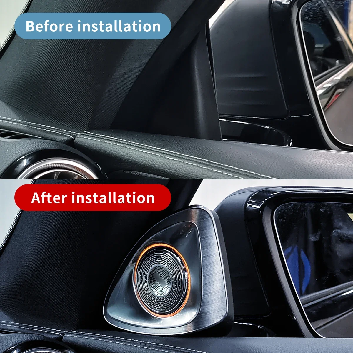 W238 4D Rotating Tweeter Cover Air Vent With 64 Colors Ambient Light For Mercedes-Benz 2016-2022 Car Interior Lighting Upgrade