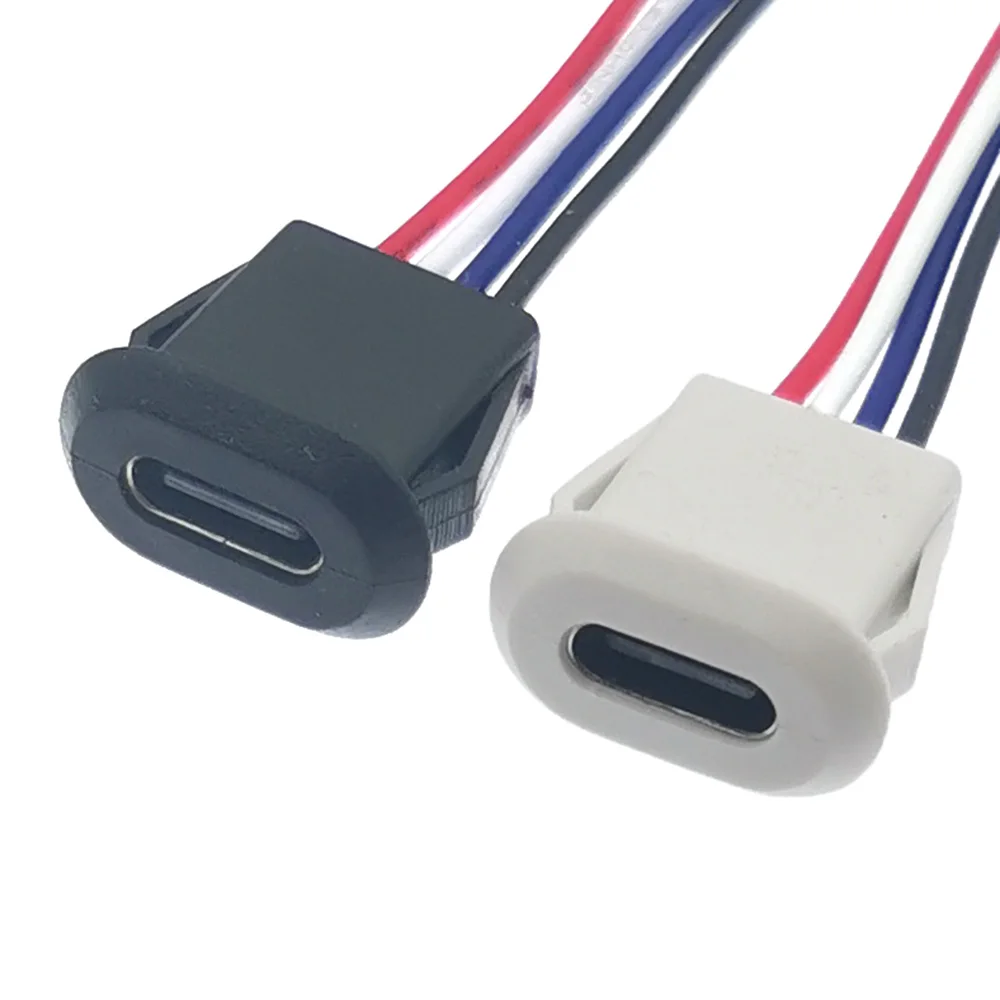 2Pin 4Pin USB Type C Connector Jack Female With card buckle 3A High Current Charging Jack Port USB-C Charger Plug Socket 2P 4P