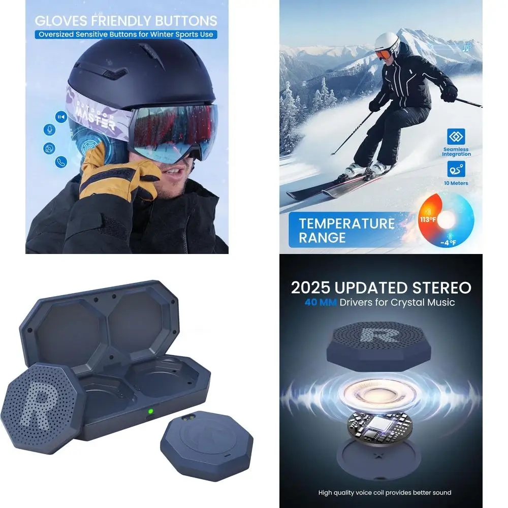 

Update Ski Helmet Headphones, True Wireless Bluetooth with Storage Case, Drop-in HD Speaker Chip Compatible with All Audio Ready