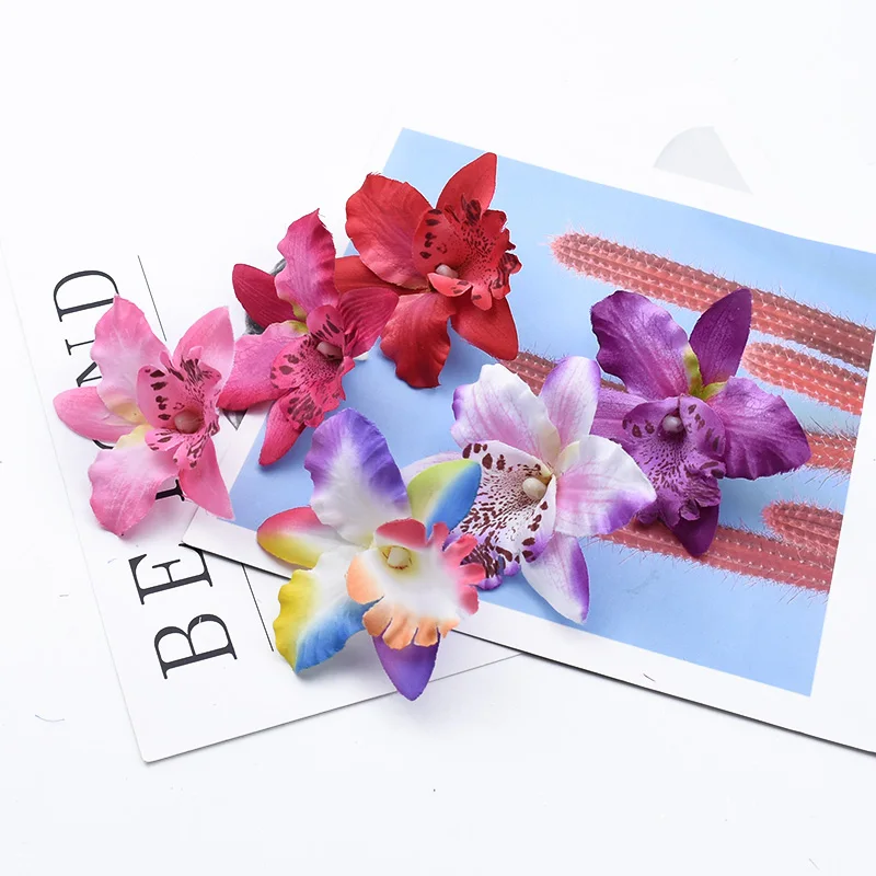 10/20pcs Artificial Flower Plants Butterfly Orchid Flowers Wall Wedding Home Room Decor Bridal Decoration Clearance Wreath Gifts
