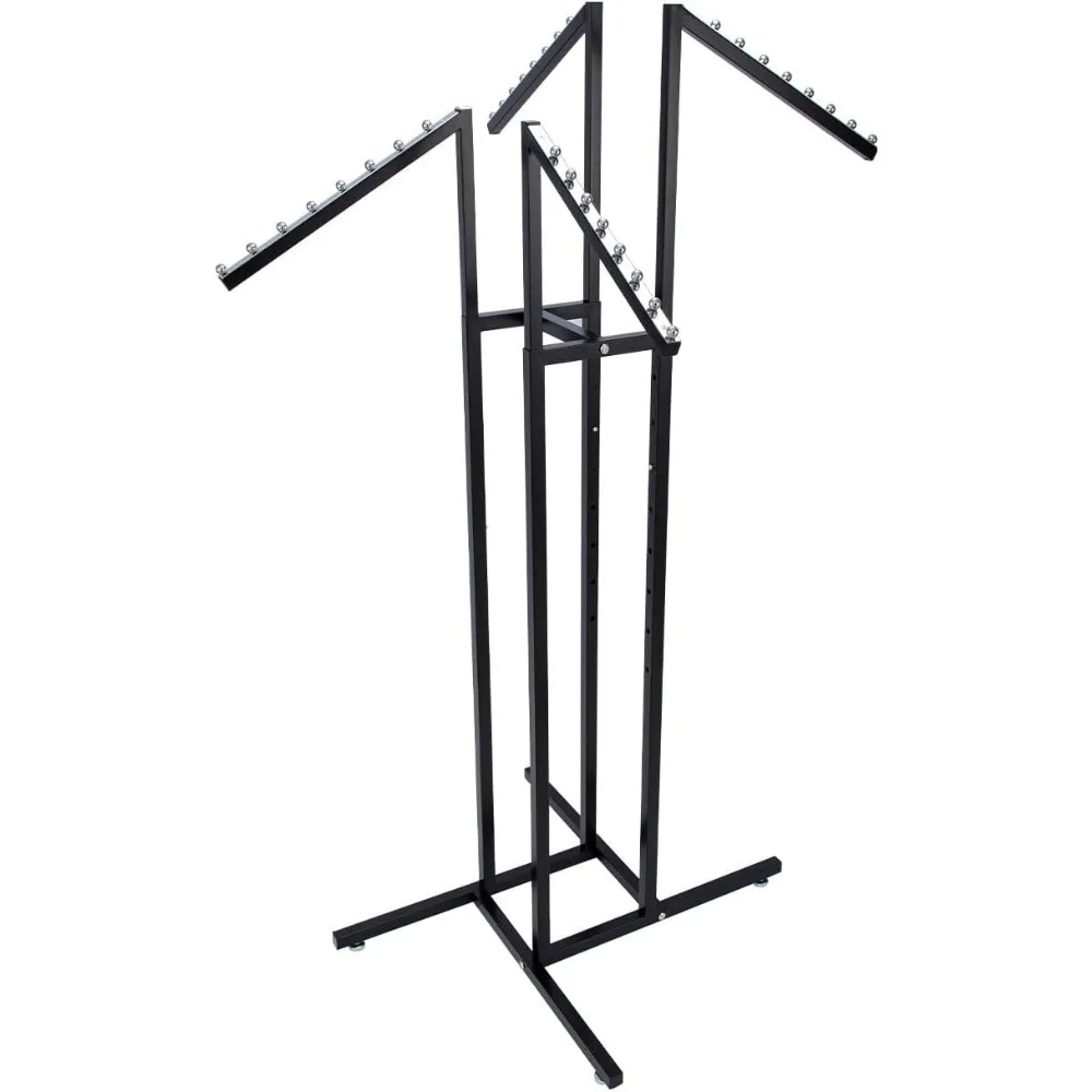 

US Shipping 4 Way Adjustable Clothing Rack with Slanted Arms Retail Display Height from 48 to 72 Inches for Store
