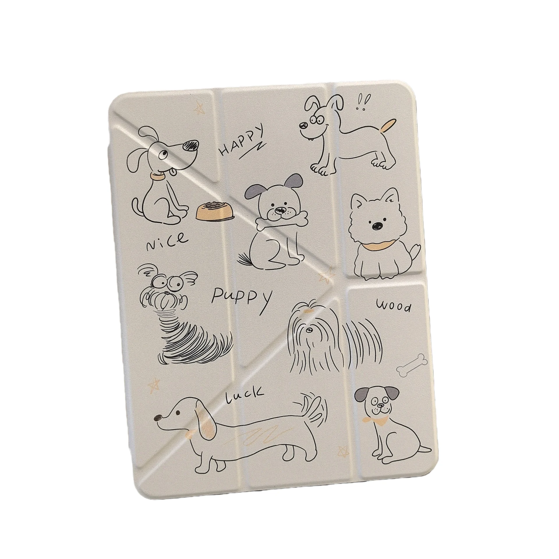 

Line Puppy Pen Slot Tablet Case For iPad Mini 6 7 Pro 2025 2024 2022 2021 2020 2019 2018 2017 11 10th Air 2 3 4 5 6 7 Cover
