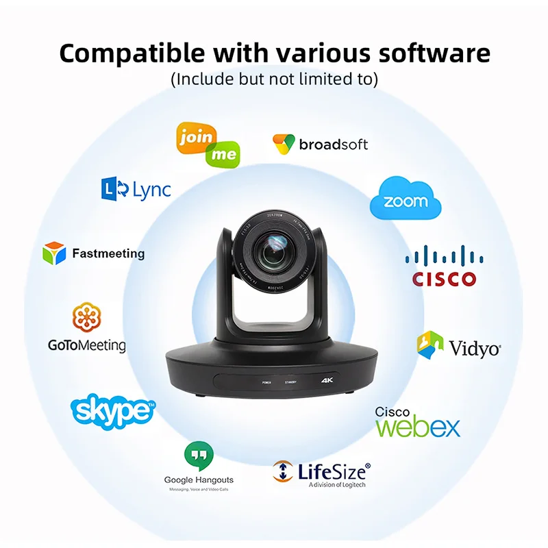 HDKATOV 4K30 AI Tracking PTZ Camera 20X Optical Zoom, HDMI/USB3.0/LAN, For Church Live Streaming, Education, Conference Zoom