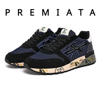 PREMIATA 정통 남성용 스포츠 러닝 캐주얼 데님, 블루 블랙 라이스 워드 슈즈, 483 캐주얼 러닝화, 농구 운동화 