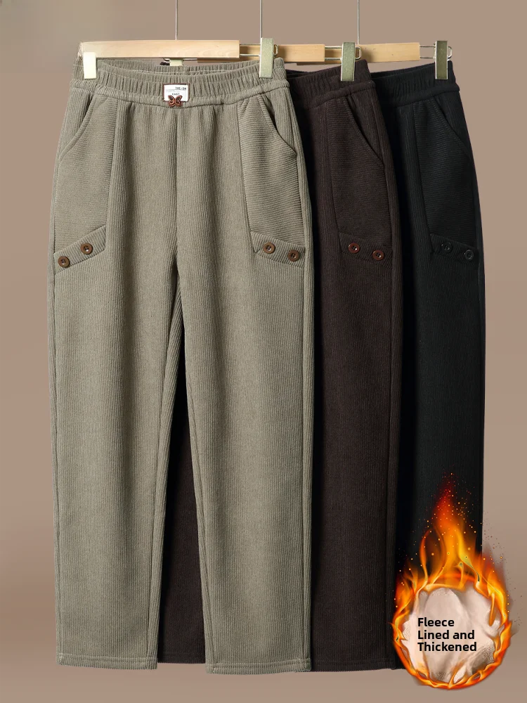 

Женские осенне-зимние длинные брюки Thiened Fce с высокой талией, хлопковые брюки Harlan для мам и женщин старшего возраста