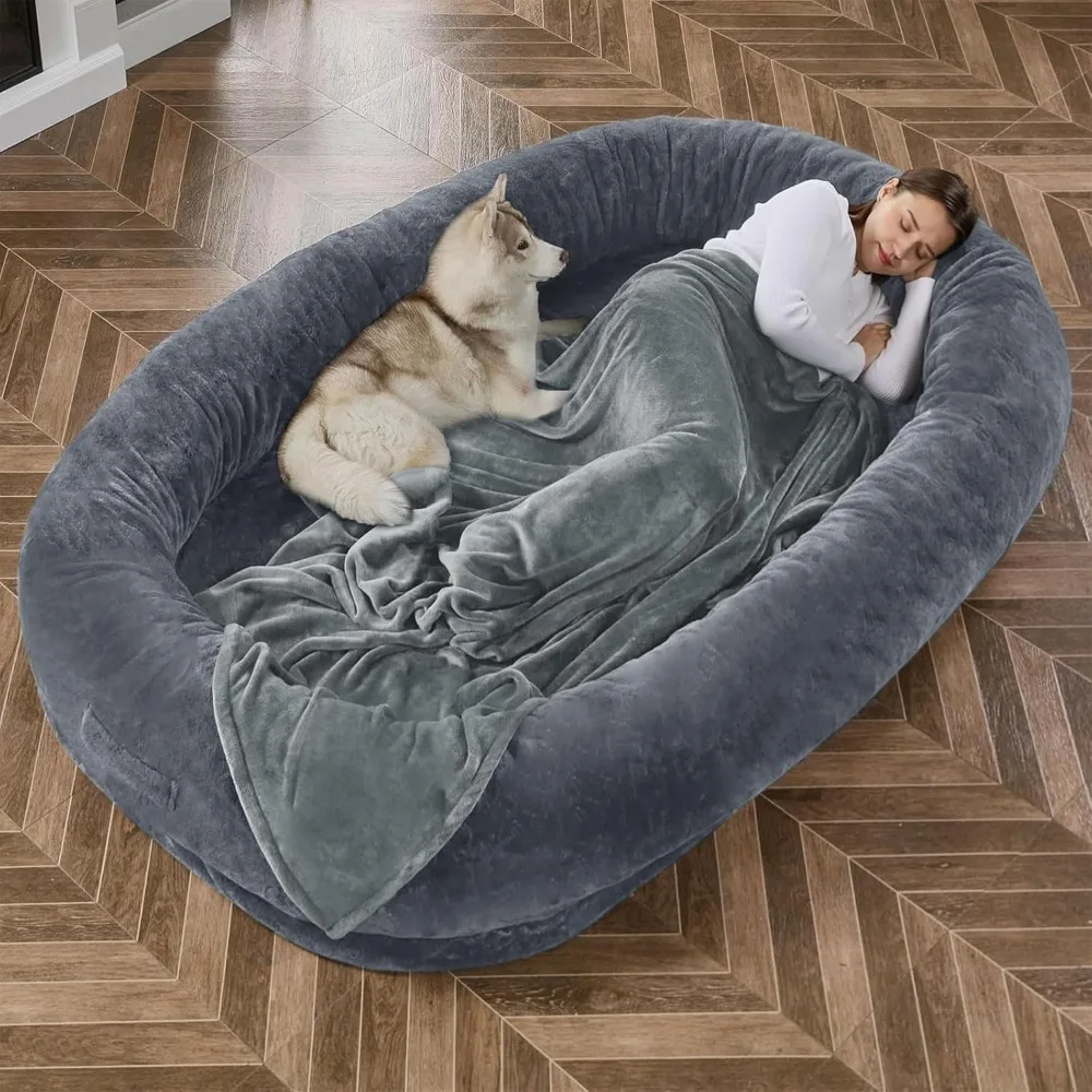 

Human Dog Bed for People Adults, Giant Dog Bed for Humans (84"x48"x12"), Ultimate Comfort Washable Faux Fur Fluffy Dog Bed