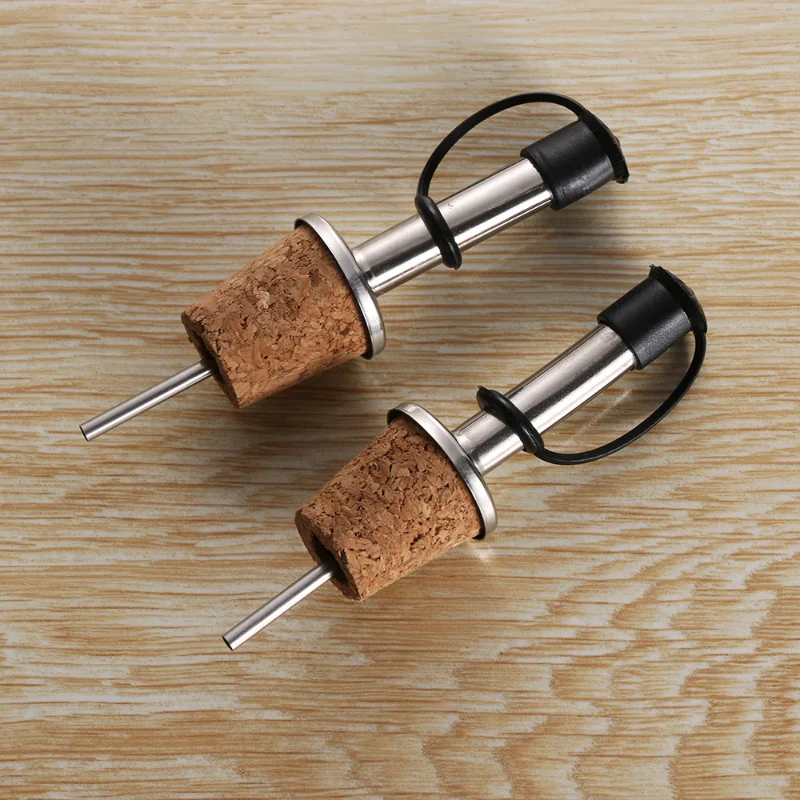 Stainless Steel Bottle Stopper Wine Pourer Cover Olive Oil Pourer Dispenser Spout Cork Vacuum Seal Leak-Proof Plug Kitchen Tools