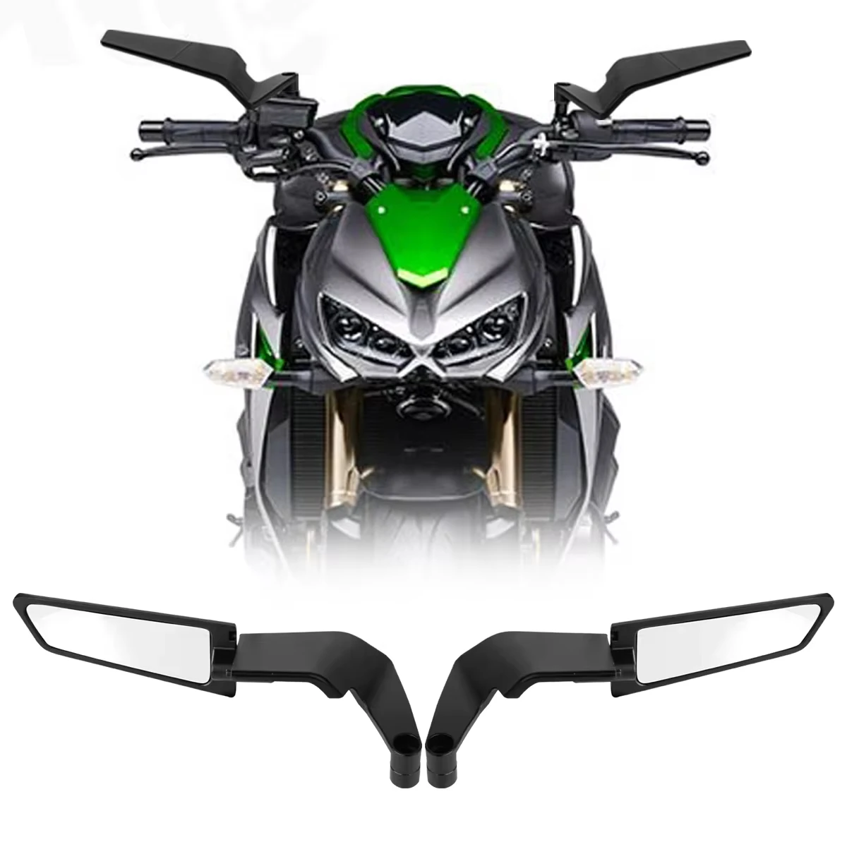 

Motorcycle Side View Mirror For Kawasaki Z1000 Z900 Z800 Z750 Z650 Z400 Z300 Z250 Z125 Rearview Mirrors Kits Rotate Adjustable