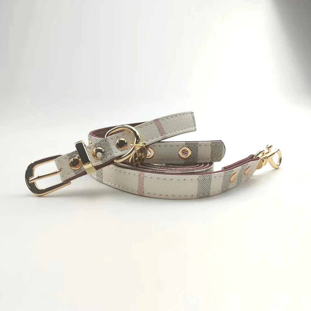 Pet Collar and Leash Set Fashion Leather Adjustable Stripe Collar for Dog Pet Supplies Collars for Medium  Dogs Gift for Puppy