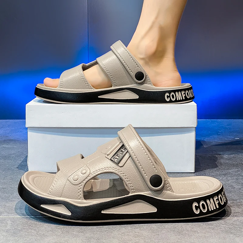 New Men's Trend Sandals Thick Sole Beach Summer Outer Wear Non-slip Wear-resistant Dual-use Driving Office EVA Soft Sole image 6