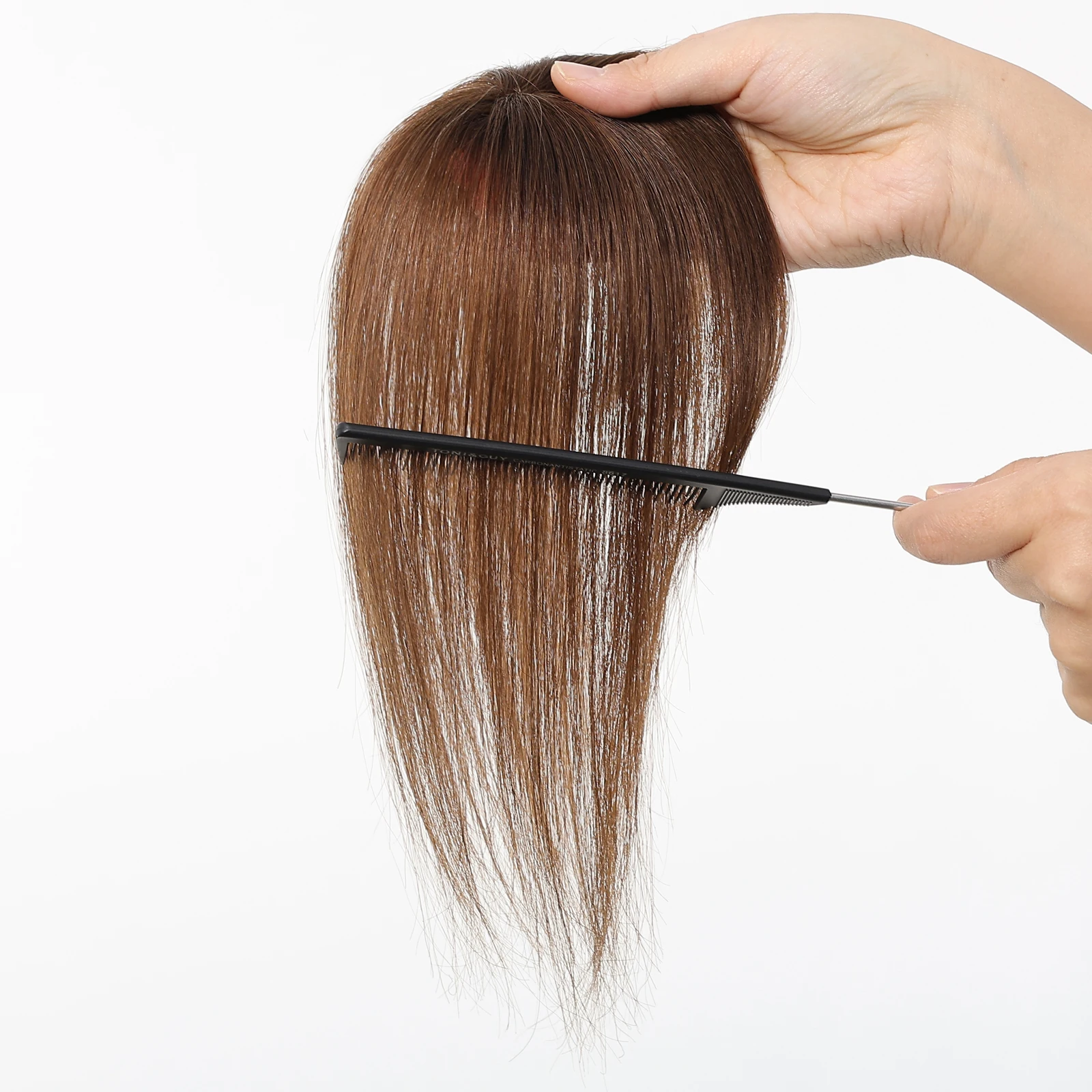 Human Hair Topper with Bangs 12 Inch 3.5x5.5 Inch Base for Thinning Hair hair topper with bangs 12 main image 2