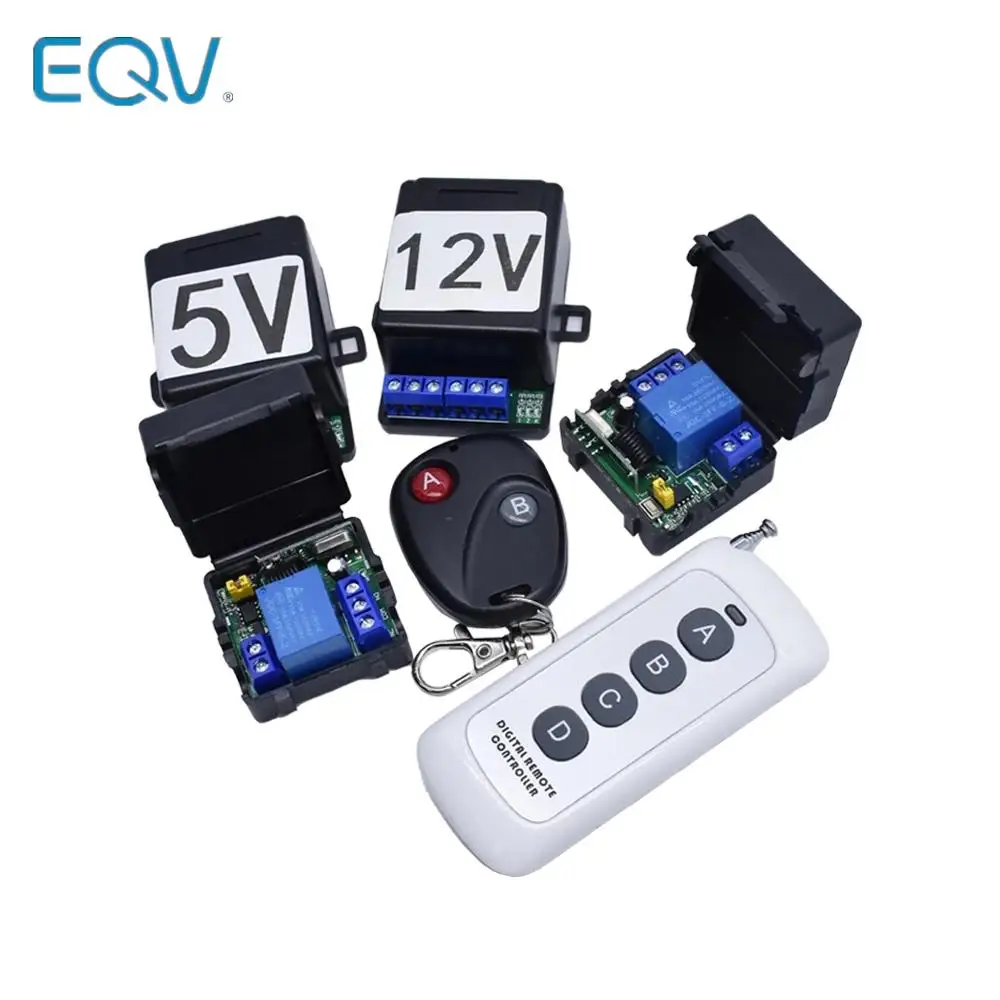 433M Universal Wireless Remote Control Switch Electric Access Control DC 5V 12V 1 Way 2 Way Relay Receiver Module + Transmitter