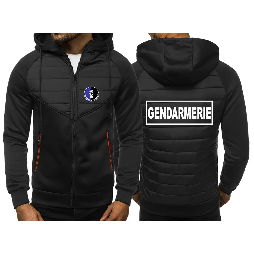 

French Gendarmerie PSIG 2024 New Tricolor Hooded Jacket Spring And Autumn Men Casual Slim Comfortable Leisure Patchwork Coat