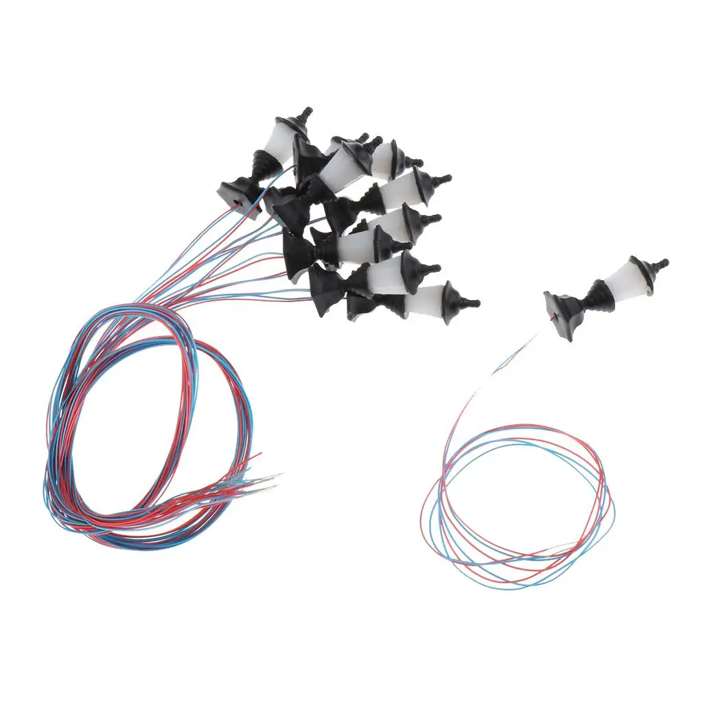 โคมไฟรางรถไฟ 10 ชิ้น โคมไฟถนนสวนสาธารณะ 1.2 ซม. 1: 100 รูปแบบแนวนอน