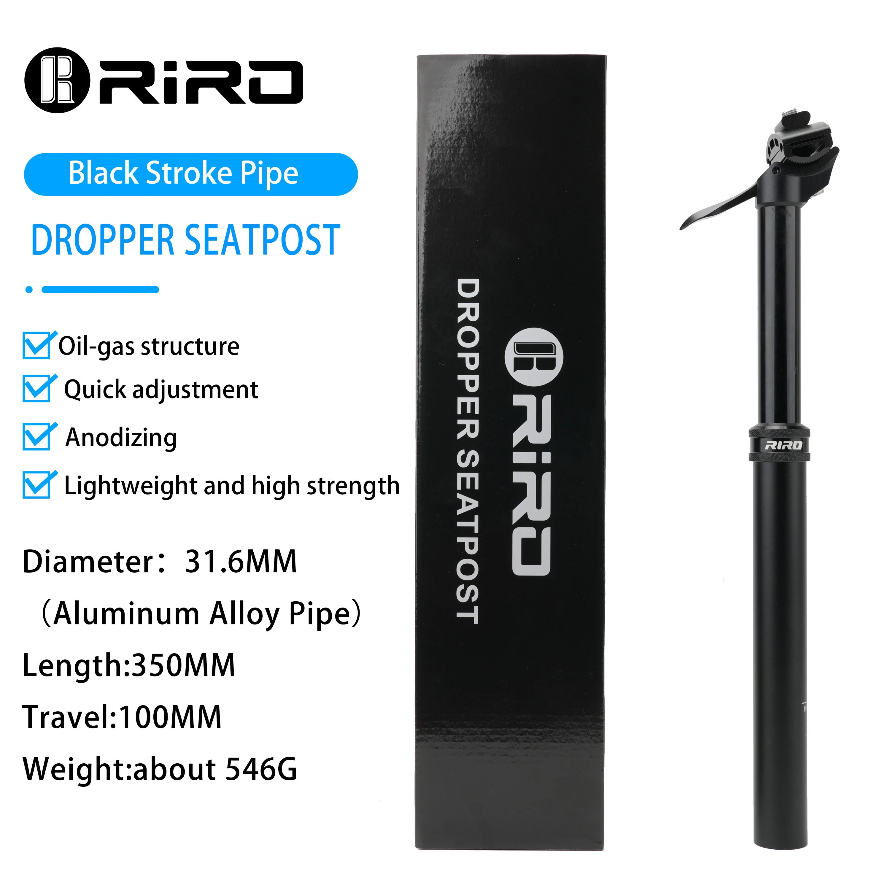 RIRO Fiets Dropper Zadelpen 27.2/30.9/31.6mm 100/125mm Reizen Hydraulische Handmatig In hoogte verstelbare MTB Racefiets Zadelbuis