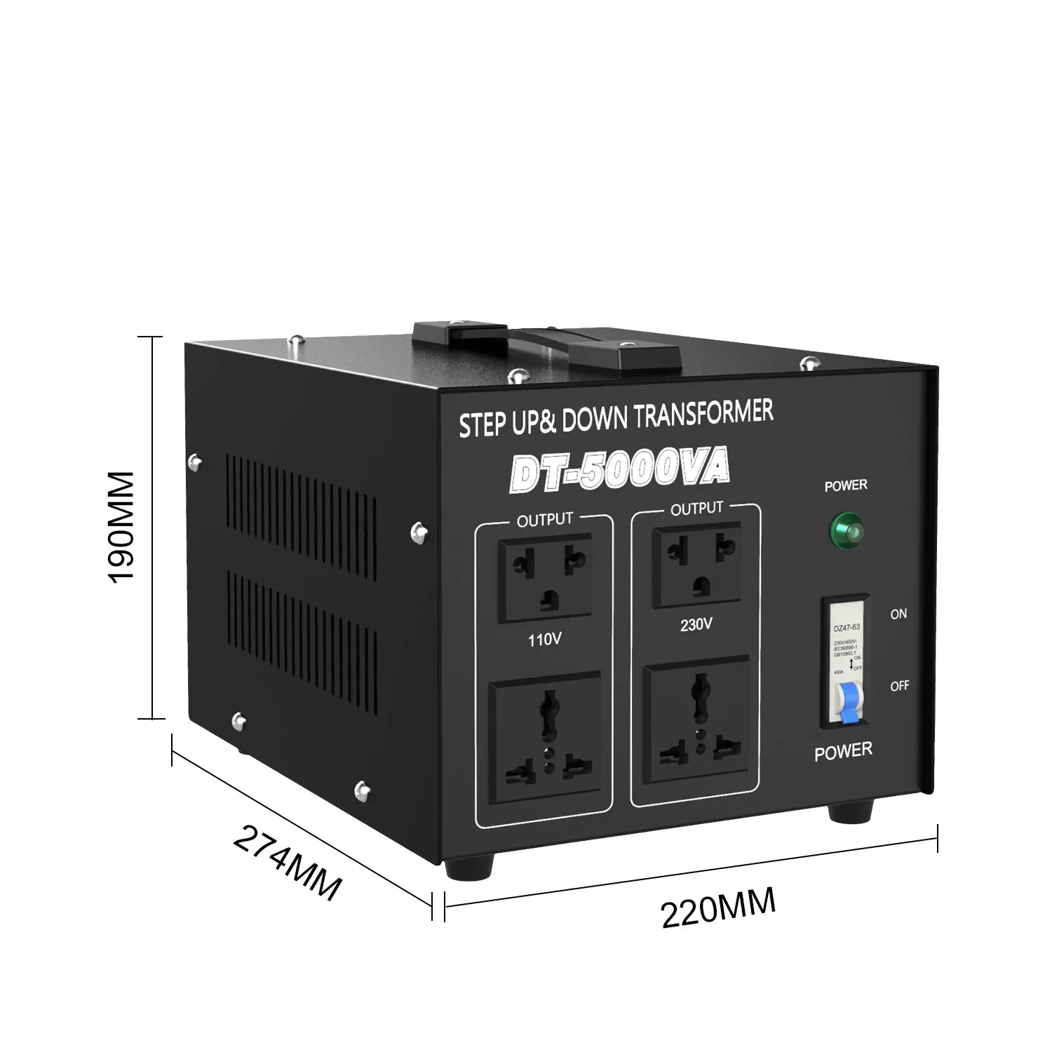 Hot! 5000W Heavy Duty Step Up and Down Voltage Converter 110V/220V Power Transformer with Circuit Breaker Protection