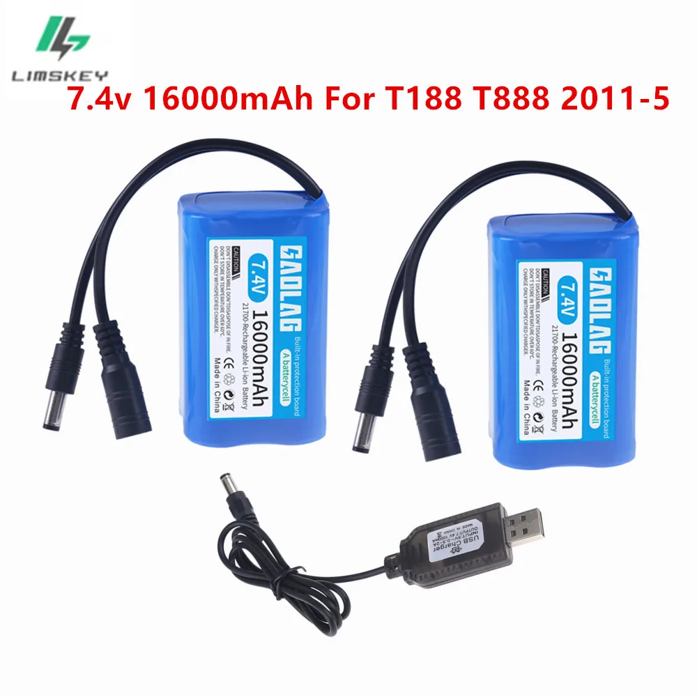 7.4v 16000mAh Battery for T188 2011-5 T888 V007 H18 C18 Remote Control RC Fishing Bait Boat Spare Parts