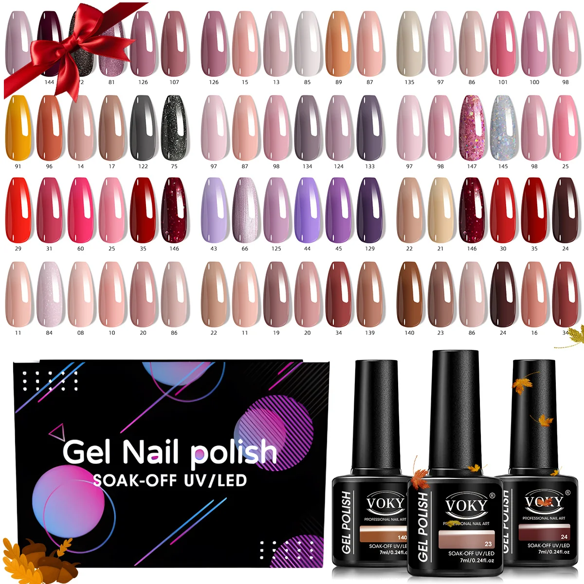 VOKY 6-teiliges Nagelset, geeignet für alle Jahreszeiten, geeignet für DIY-Nagelkunst-/Fußpflegesets, mit glatter Textur für Feiertagsnägel