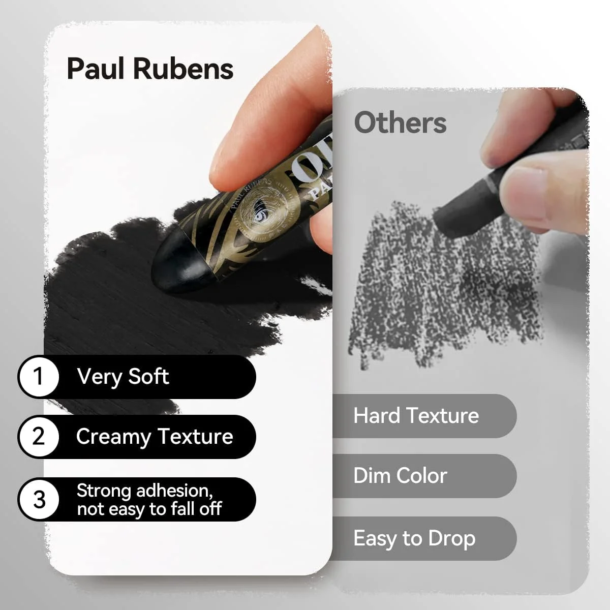 Paul Rubens Black Oil Pastel Chalk Non-Toxic Super Large Soft Pastel Colors Suitable for Artists Students and Children