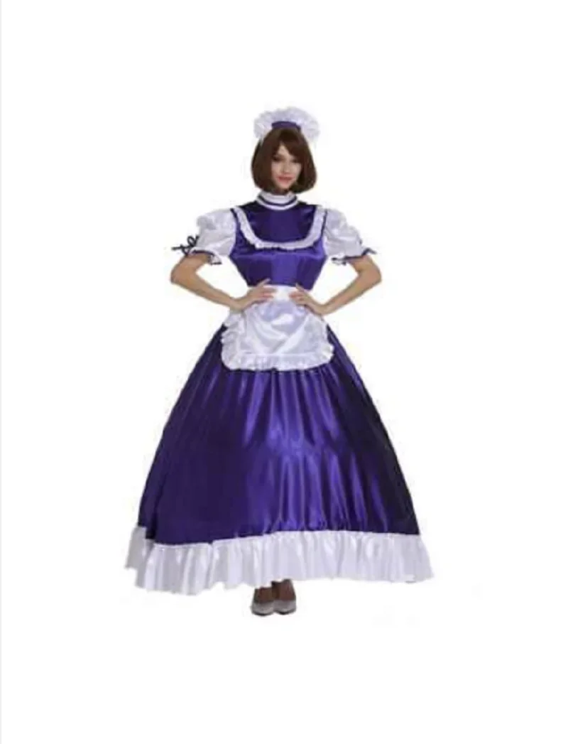 

Lockable sexy sissy girl Gothic Lolita punk satin cosplay costume Customized Christmas costume Carnival