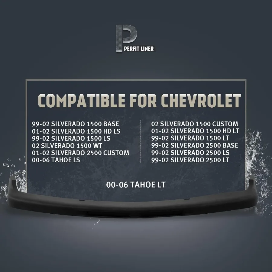 Copertura superiore paraurti anteriore nera compatibile con Chevrolet Silverado 1500 2500 3500 1999-2002 Suburban Tahoe 2000-2006 GM1051103