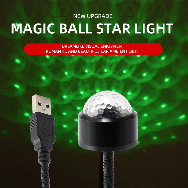 LED السماء المرصعة بالنجوم الكرة USB ليلة كشاف ضوئي جو مصباح الصوت المنشط RGB الدورية مصباح للزينة لحفلة عيد الميلاد