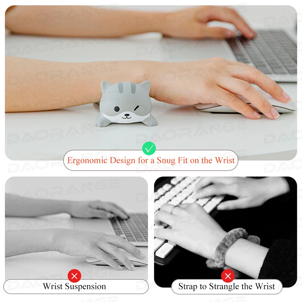 Mouse Wrist Rest For Mouse Keyboard Computer Elbow Pad Arm Rest for Desk Ergonomic Kawaii Cartoon Office Supplies White-collar