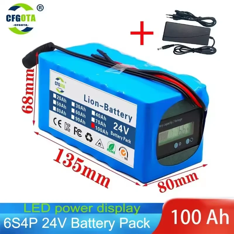 NEUER 24-V-Akku, 500 W, 6S4P-Lithium-Akku, 100 Ah, geeignet für 100 W …