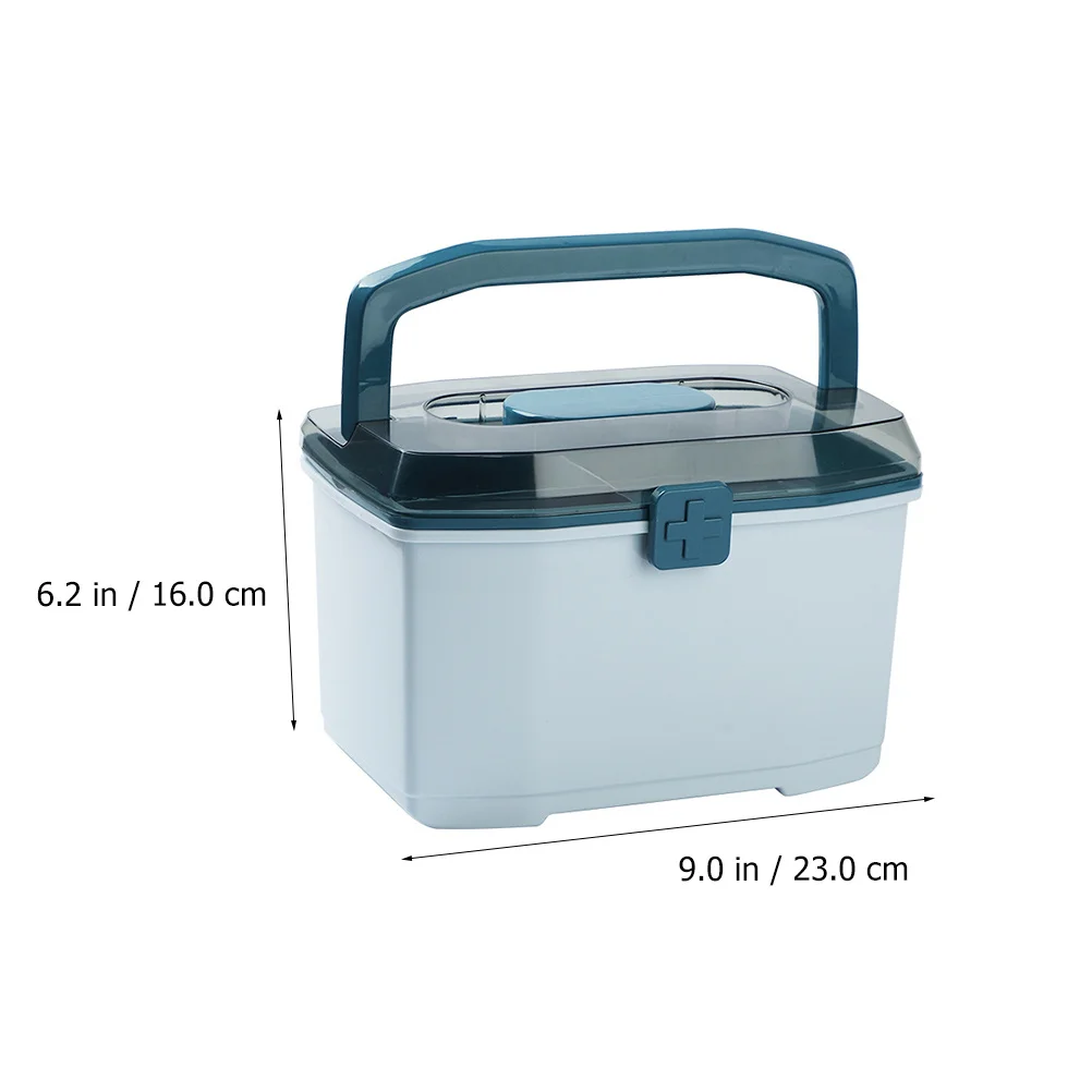 حافظة طبية بلاستيكية بطبقة مزدوجة مجموعة أدوات مساعدة كبيرة للمنزل والمكتب للاستخدام في حالات الطوارئ حاوية تخزين لسطح المكتب #2