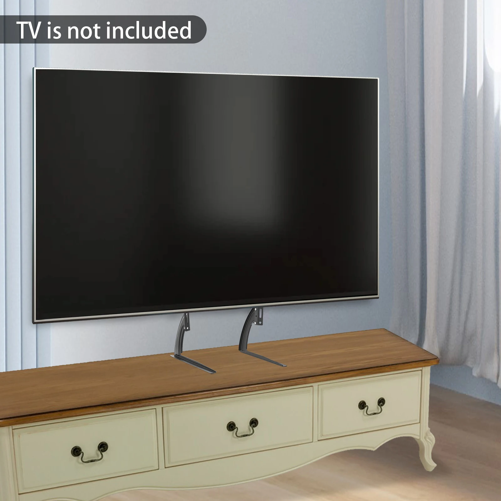 Support TV LCD de table universel pour téléviseurs 32-70 pouces, base sur pied noire moderne avec support de montage de bureau pour salon et bureau