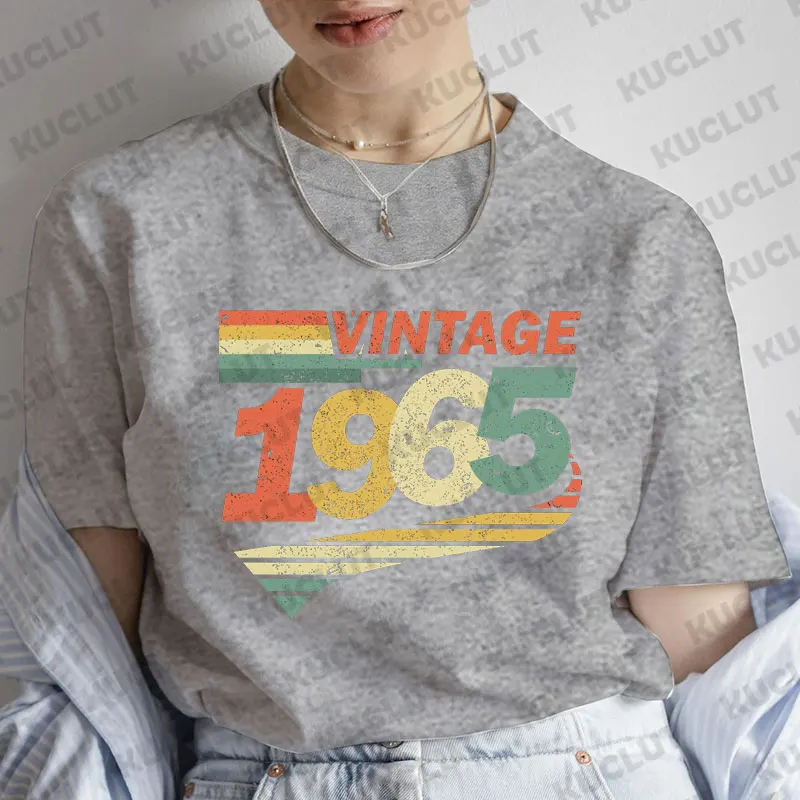 T Shirt Women Born in 1965 57th Birthday Gift Fashion Tee Shirts Casual Streetwear Birthday Party Female T-Shirt Vintage Tops