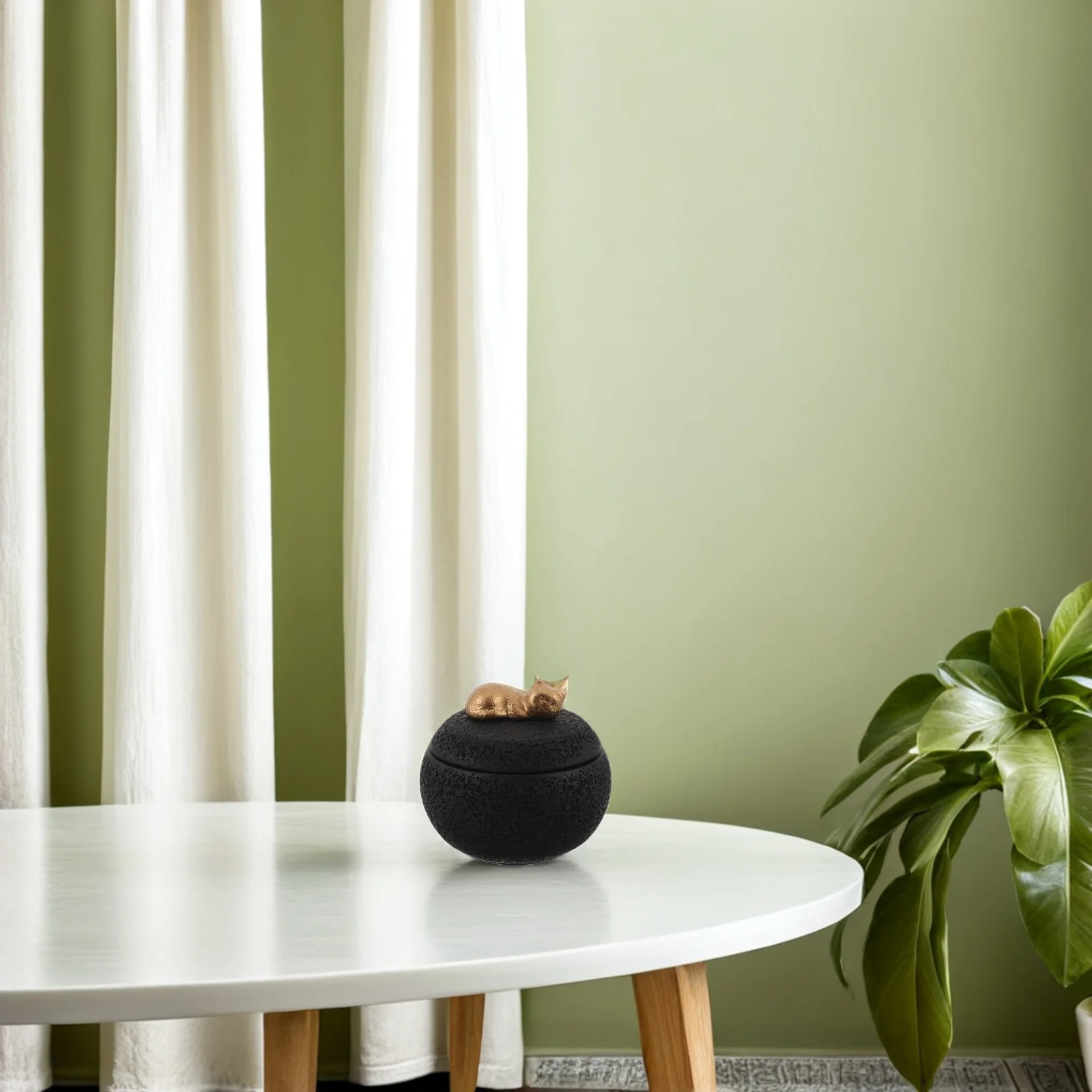 

350Ml/12Oz Pet Urns Cats Cement Cat-Shaped Ashes Holder Memorial Box For Pet Loss Remembrance Urn For Ashes Keepsake