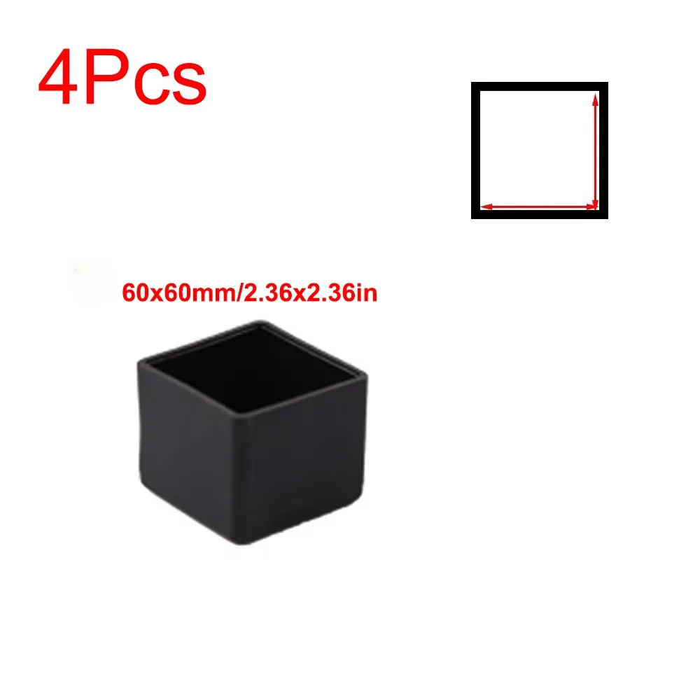Anti-slip Pads Square Chair Leg Caps Non-slip Round Table Foot Caps Black Floor Protector Pads Furniture Protection