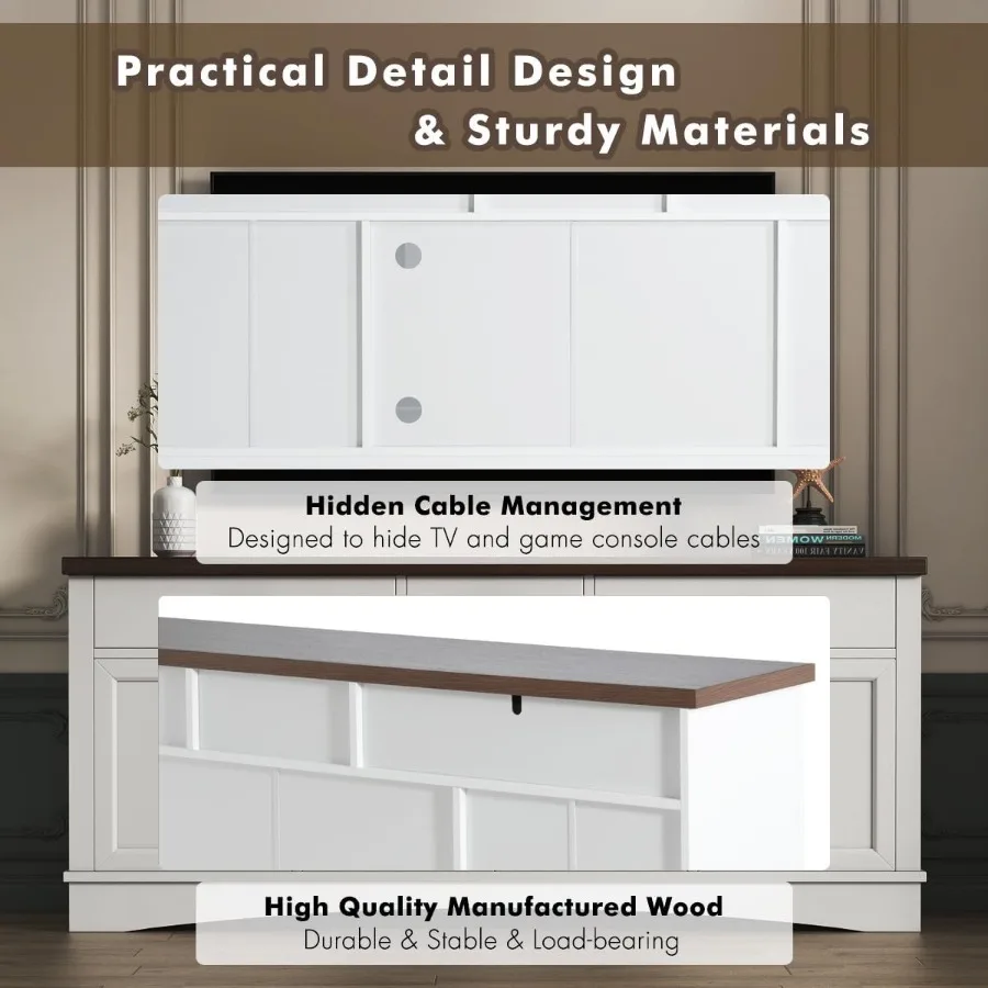 67 حامل تلفزيون مع أبواب وأدراج زجاجية لغرفة المعيشة، مركز ترفيه حديث مع خزانة تخزين، أرفف قابلة للتعديل