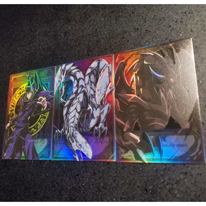 Yu Gi Oh Cards Exodia Dark Magician Blue-Eyes White Dragon Anime Game Collection ACG DIY Toy Color Flash Card Off Screen Series