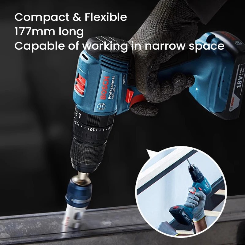 Bosch Professional GSB185 LI Cordless Impact Drill 18V Lithium Battery Brushless Motor Electric Screwdriver Driller Power Tool