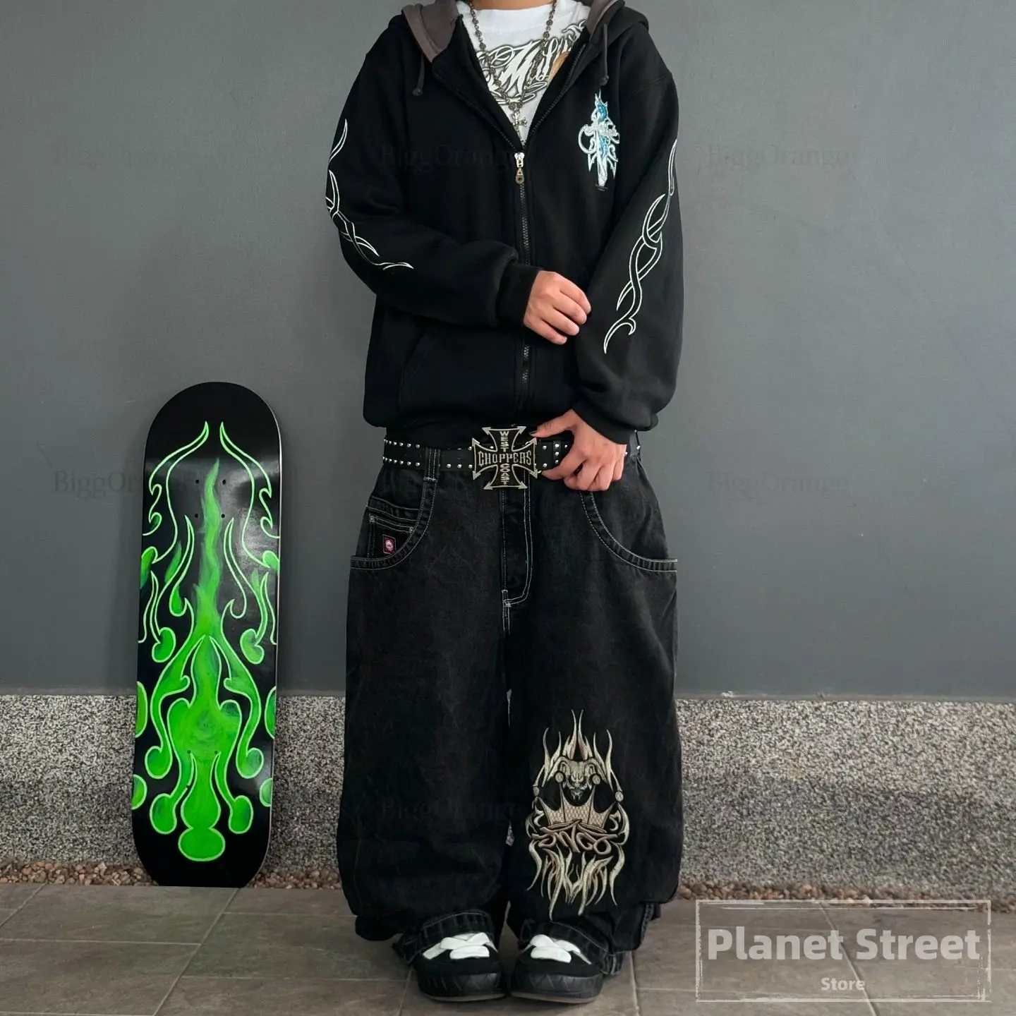 Hip Hop JNCO Baggy Jeans Men Harajuku High Quality Snake Bite Embroidered Denim Y2k Pants Casual Baggy Trousers New Streetwear