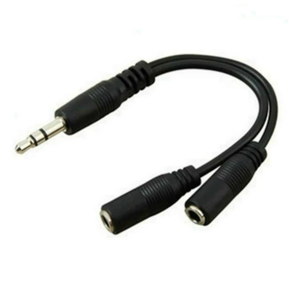 3.5mm 1 Male To 2 Female Earphone Audio Adapter Cable Stereo Y Splitter Aux Extension Cord for Headphone Phone TV PC