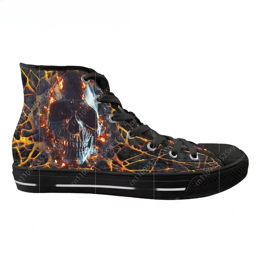Men Vulcanized Sneakers High Top Canvas Shoes Classic 3D Lava Skull Brand Design Men's Flats Shoes Lace Up Footwear view 5