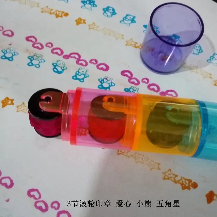 1pcs Cute Mini Roller Stamp Seal Highlighter Funny Learning Cartoon DIY Roller Drawing Diary Tool