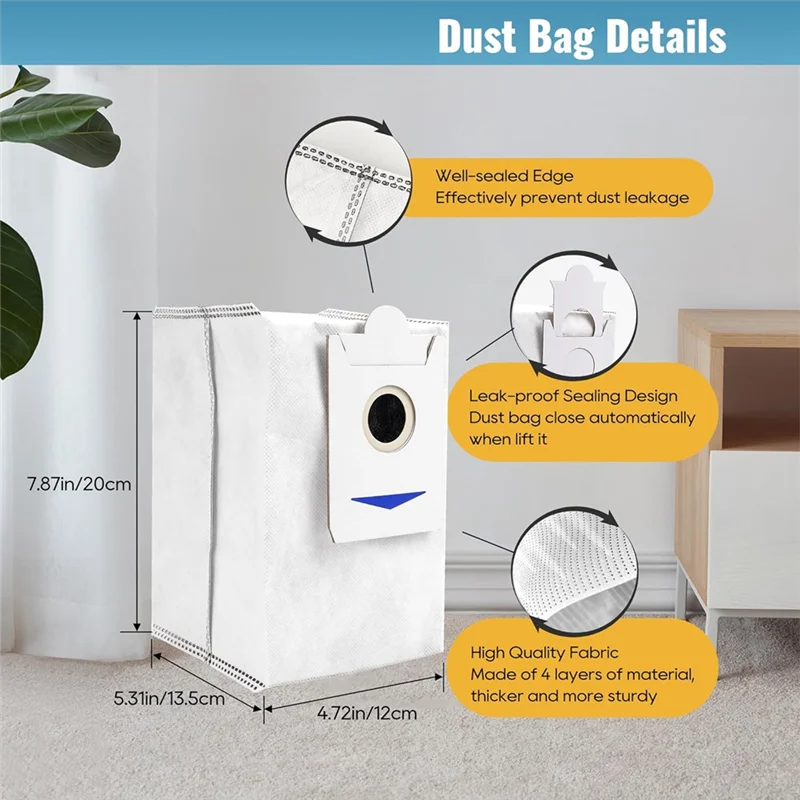A44F-14 Pack Dust Bags For Ecovacs Deebot X2 Omni/ X2/ X2 PRO/ DEX86 Robot Vacuum Cleaner Accessories Dust Bag