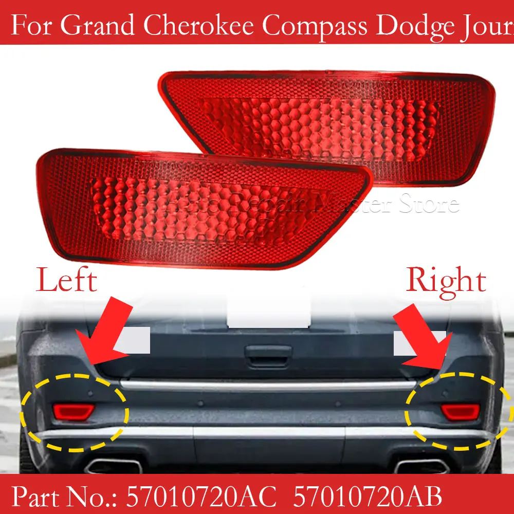 1/2pcs Car Red Tail Warning Reflector Light Shell For Grand Cherokee Compass Dodge Journey Bumper Fog Lamp Lens Cover 57010720AC