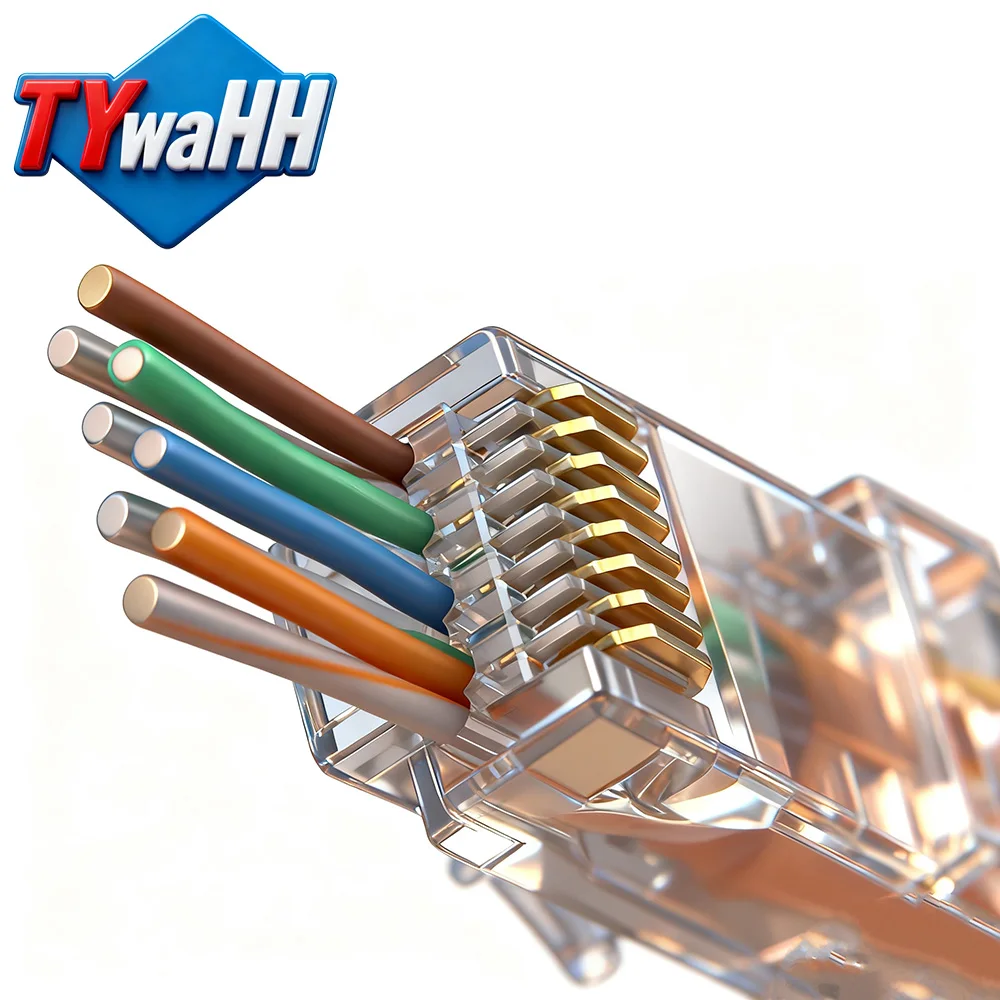 Conector de passagem RJ45 Cat6 Cat5e 8p8c RJ45 plugues modulares furo de 1,2 mm para cabo UTP sólido HY1523