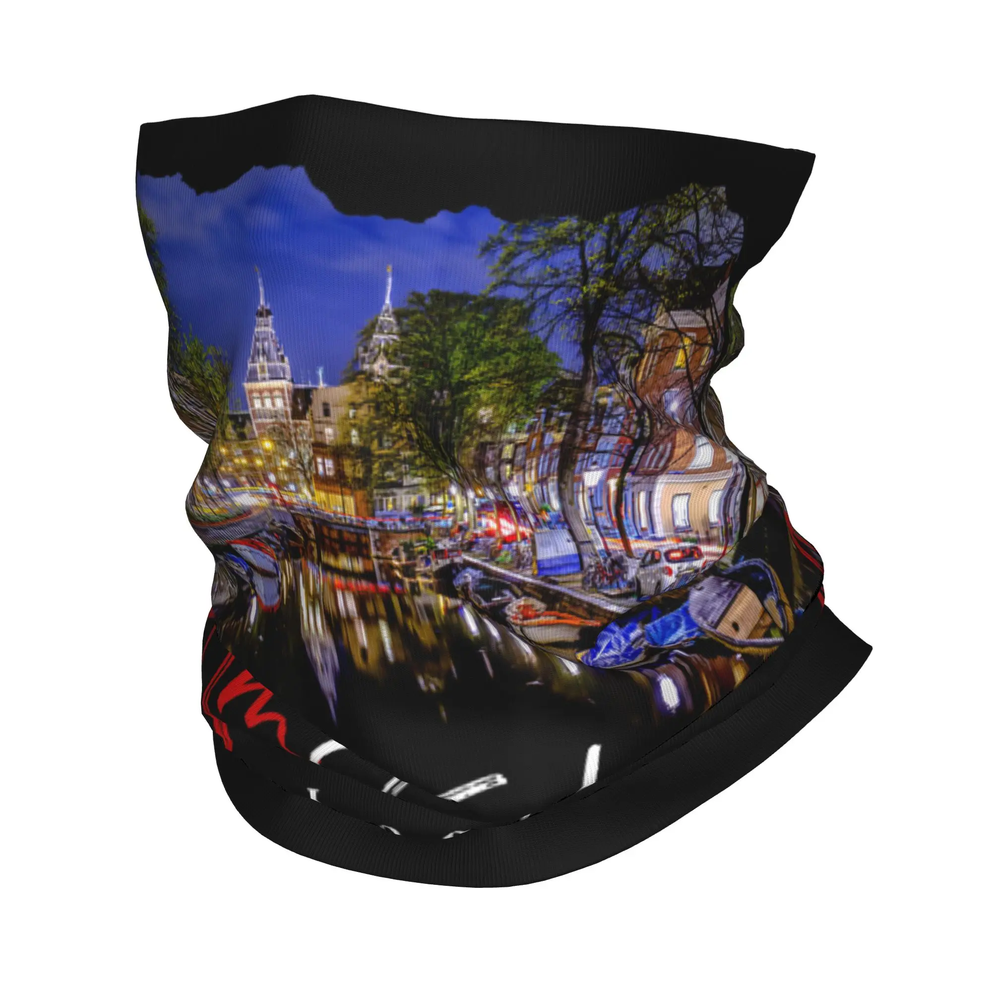 

Amsterdam Netherlands at Night Holland Bandana Neck Gaiter Balaclavas Wrap Scarf Multi-use Headwear Outdoor Men Women Adult