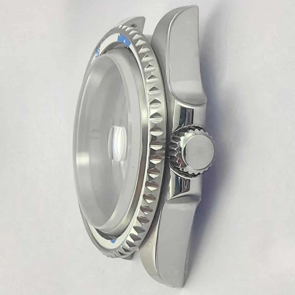 40mm silver case accessory NH35A sapphire glass gray ceramic bezel with NH35/36 movement and transparent glass on the back