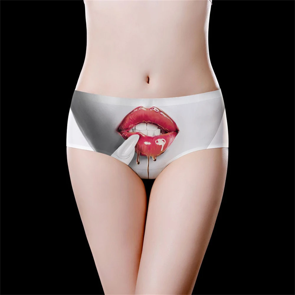 

1 шт., бесшовное нижнее белье из ледяного шелка, трусы со средней талией, треугольные брюки с поясом с принтом, женские дышащие телесные ощущения