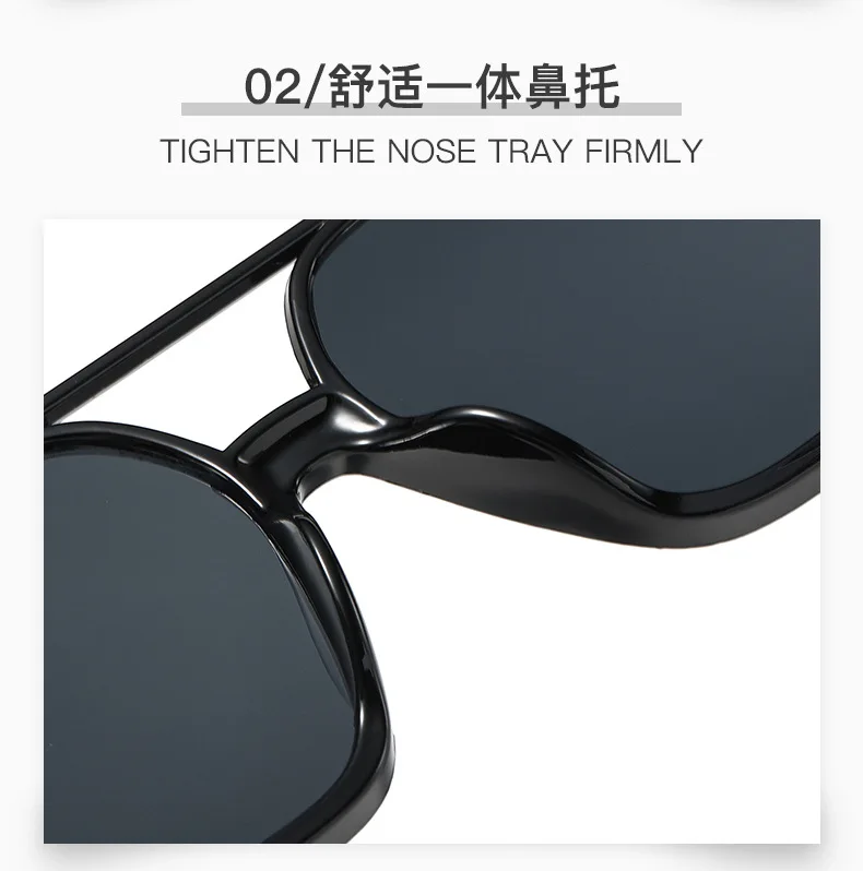 Retro Big Half Frame Damen Quadratische Sonnenbrille Schwarz Rund Coole Herren Sonnenbrille Einteilige Designer Pilot Sonnenbrille für Damen – Detail 11